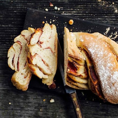 Tortillons aux röstis et au jambon de pays fumé